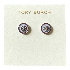Tory Burch‎ Kira Enamel Circle Stud Earrings in Lavender/Chocolate Color